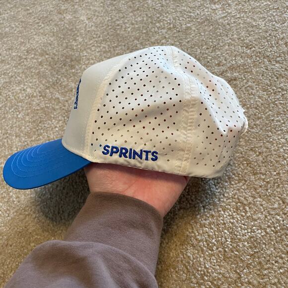 Sprints Cheaper Than Therapy Run Club Structured VP Hat Blue & White EUC Unisex - Picture 9 of 12
